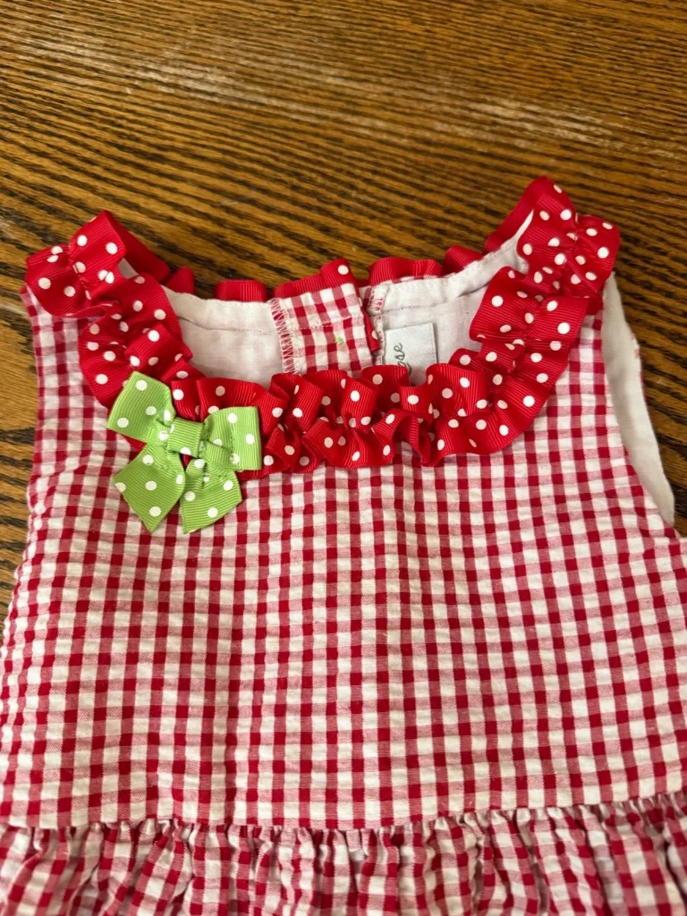Emily Rose Toddler 4T Gingham Watermelon Appliqué Seersucker Dress Red White